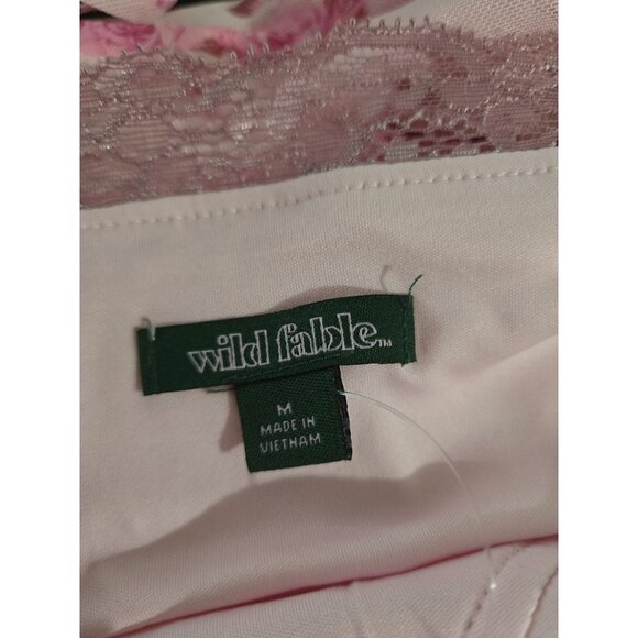 Wild Fable Pink Floral Mini Slip Dress Size Medium Lace Hoco Coquette Y2K Dainty - Picture 6 of 12